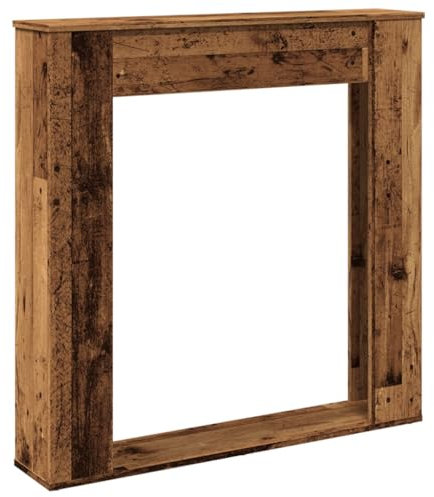 Kaminumrandung Altholz-Optik 100x20x100 cm aus Holzwerkstoff - Dekorative Feuerraumverkleidung für Kamine & Holzöfen - Wärmeresistente & langlebige Kaminverkleidung in rustikalem Design
