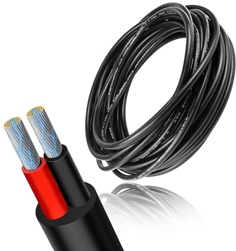 5 metros 22 AWG 2 x 0,3 mm², cable eléctrico de 2 hilos, cable flexible de cobre estañado, multihilo, resistencia a altas temperaturas, cable de alimentación para CC 5 V/12 V/24 V, LED, cable de