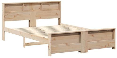vidaXL Bed Frame with Headboard Brown 150 x 200 cm Engineered Wood, Modern Pine Wood Platform Bed Frame, Sturdy Minimalist Design, Quality Bedroom Furniture for Functional and Stylish Use