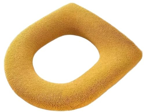 Weiches Toilettensitzkissen, O-Form-Pad Badezimmerzubehör Stricken Reine Farbe Weiche Bidet-Abdeckungen(Yellow)