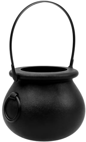 DVOFU Witches Cauldron Halloween Candy Kettle Treat Bowl Halloween Candy Bucket Witch's Brew Cauldron Accessory for Party Decorations Supplies Black