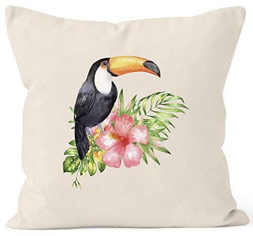 Autiga Kissenbezug Tucan Tropical Summer Jungle Paradise Hummingbird Kissen-Hülle Deko-Kissen Natur Unisize