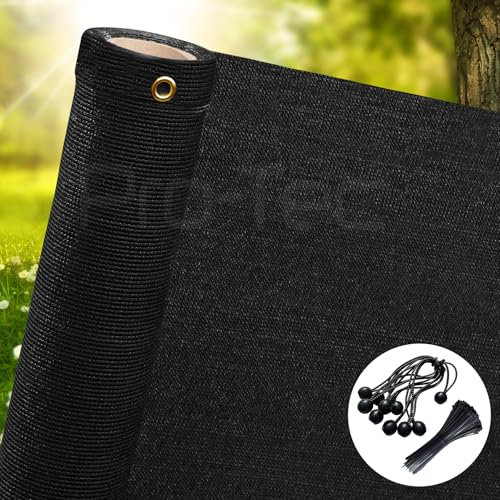 Pro-Tec 1m,1.5m, 2m High Garden Privacy Screen Netting Fence Screening Balcony Screen Windbreak 95% Shade Security Safety Net Black FREE 8 Bungees 20 Zip Ties Included