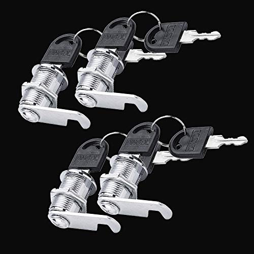 Loboo Idea Lot de 4 serrures tubulaires à came avec cylindre de 25 mm et finition en alliage de zinc, remplaçables pour armoire à fichiers, (lot de 4) (verrou de tiroir de 25 mm)