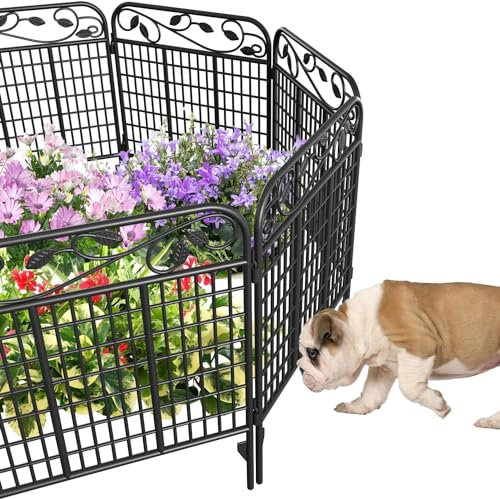 Amagabeli Garden Home 1.12M X 0.9M X 2 Recinzione Giardino in Metallo Staccionata Giardino Design Bello Robusto e Affidabile Resistente Staccionata Esterne in Acciaio Nero DA1162