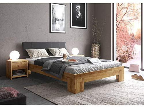 Futonliege Futonbett Bett NEO Eiche PolsterKopfteil Schwarz 180x200cm NEU/OVP