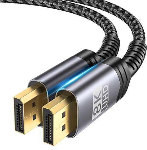 JSAUX 8K DisplayPort Cable 2M (8K@60Hz, 2K@240Hz, 4K@144Hz, 32.4Gbps) - DP to DP Cable Compatible with Laptop, PC, TV, Gaming Monitor - Grey
