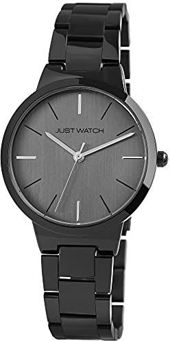Just Watch Matilda Damen-Uhr Edelstahl Faltschließe elegant Analog Quarz JW10127 (schwarz)