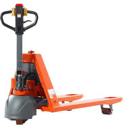 Tory Carrier Full Electric Pallet Jack Truck, 3300lbs Capacity Motorized Pallet Lift Trucks, 48 x 27 Fork Size Powered Lithium Battery Truck for Indoor Storage and Material Handling Orange-EPJ3300