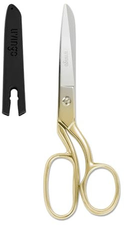 LIVINGO Profi Stoffschere: Multifunktionale Schwere Edelstahl-Schneiderschere, Gebogene Klinge für Leder, Stoff und Nähen, 20 cm, Gold - Für Heimgebrauch