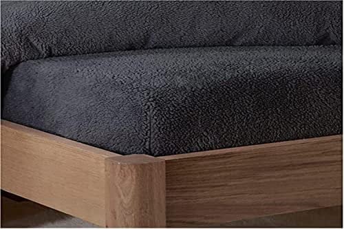 Sleepdown Teddy Fleece Spannbetttuch, einfarbig, Thermo, warm, gemütlich, superweich, Einzelbettgröße, Anthrazit
