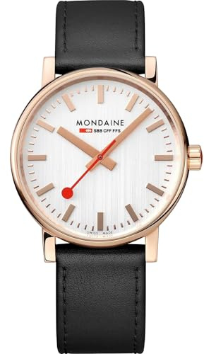 Mondaine Evo2 Rose Gold Uhr analog Quarzwerk mit Leder Armband MSE.40112.LB