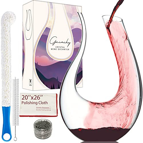 Gnimihz Decanter per vino – Decanter a collo di cigno in cristallo soffiato a mano, migliora il gusto del vino più liscio, elegante ed efficace, regalo di vino con confezione regalo, 1500 ml