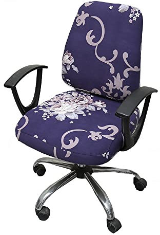 Highdi Coprisedia Ufficio Elasticizzato Coprisedie Gaming, 2 Pezzo Separato Fodere Coprisedia Girevole Ufficio, Universale Coprisedia da Computer con Braccioli per Sedia da Ufficio (Viola Scuro)