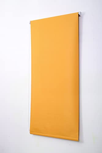 Funky Gadgets Roller Blinds Thermal Blackout Roller Blind, Easy Fit Child Safe Trimmable UV Protection Home Office Window Blinds, Ochre/Yellow Blind (60cm Wide X 165cm Drop)