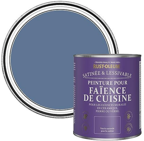 Rust-Oleum Peinture Bleue Résistante à l'eau pour Faïence de Cuisine, Finition Satinée - Rivière Bleue 750ml