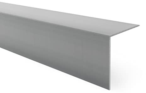 QUEST Cornière PVC Rigide Autoadhésive – Baguette d’Angle de Protection en PVC Dur pour Mur et Rebord – Profilé de Coin – 50x50mm, 200cm, gris foncé