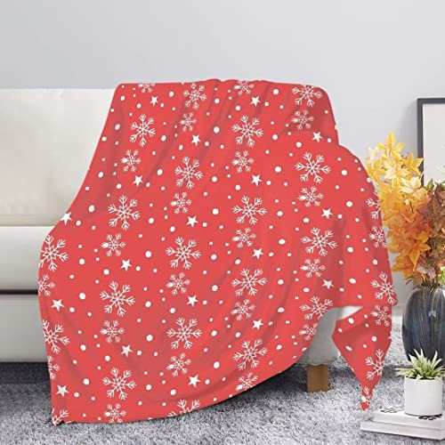 Amzbeauty Sofadecke mit Schneeflocken-Motiv, bedruckt, 130 x 150 cm, Rosa