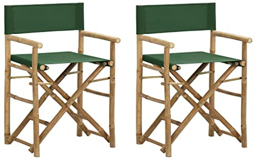 WIFESE Klappbare Regiestühle Klappstuhl GartenmöBel KlappstüHle GartenstüHle Campingstuhl Relaxsessel Loungesessel Campingstuhl Faltbar Sonnenliege 60x45x88 cm 2 STK. Grün Bambus und Stoff
