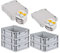 PROREGAL SuperSparSet 5x Eurobox NextGen Grip mit Scharnierdeckel und gelben Schiebeschnappverschlüssen, HxBxT 12x30x40cm, 11 L, Grau, Griffe geschlossen, Eurobehälter, Transportbox