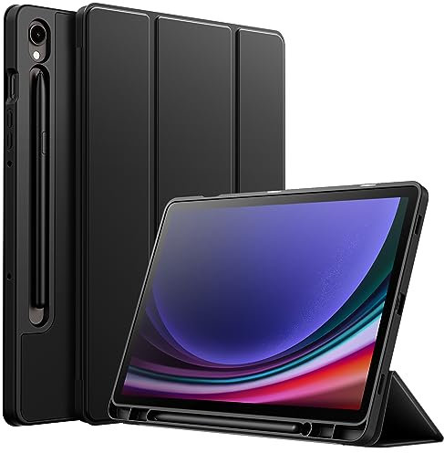 JETech Case for Samsung Galaxy Tab S9 11 Inch with S Pen Holder, Soft TPU Tri-Fold Stand Protective Tablet Cover, Support S Pen Charging, Auto Wake/Sleep (Graphite Black)