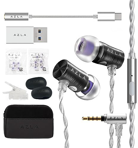 AZLA AZEL Edition G Gen 2 Wired Gaming in-Ear Earbud Headphones with Mic, 3.5mm Jack, USB-C to 3.5mm Adapter, USB-A to USB-C Converter, Black (Black)