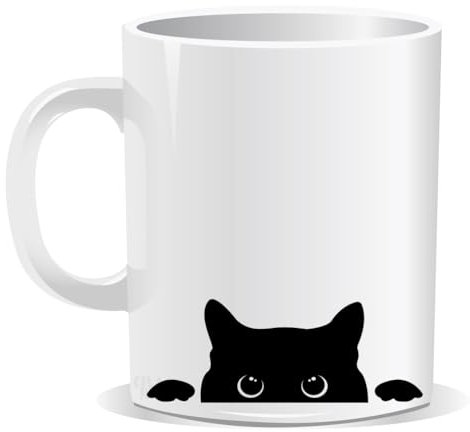 Perfect Mugs Crazy Black Cat Mug Sarcastic Humour Rude Adult Gift for Friend Colleague Coffee Lover Love Peeping Cats Hot Drinks Christmas Birthday Funny Secret Santa Men Tea Him Her
