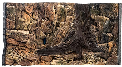 WYSKONT Aquarium Rückwand 3D Korfu - Aquarium Hintergrund - Aquarium Zubehoer - Hintergrund - Aquarium Deko - 97x54 cm für Aquarium 100x60 cm - braune Farbe - Aquarium Groß