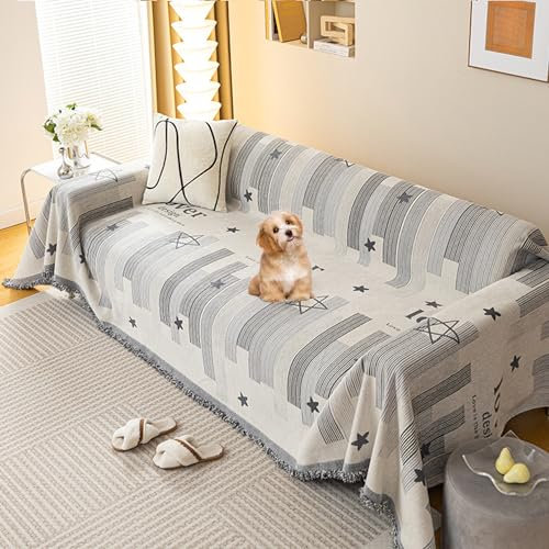 KCCRHIN Sofaüberwurf Decke Ecksofa L Form Sofadecke rutschfest XXL Decke Für Sofa 2024 Neuer Sofabezug 180X300cm Sofa Überwurfdecke 3 Sitzer Couch Überwürf L/U Form,Grau,180 * 400cm/71 * 157.7in