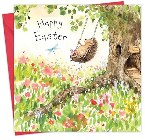 Twizler Osterkarte – niedlicher Igel – Frohe Ostern Karten für Mama, Papa, Oma, Opa – Ostergrüße für Sohn, Tochter, Enkel, Enkelin, Freund