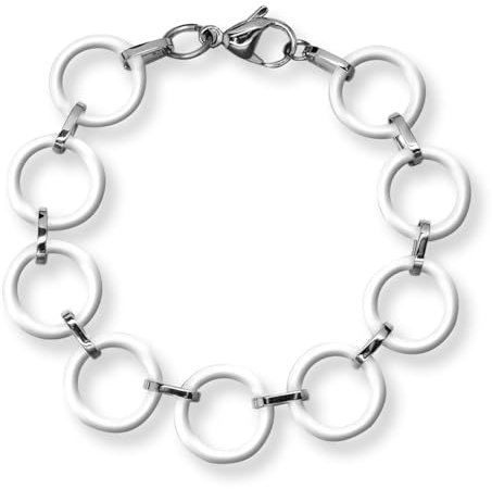 Soul-Cats Elegantes Design Armband für Damen aus weißen Keramik Ringen in Geschenkbox