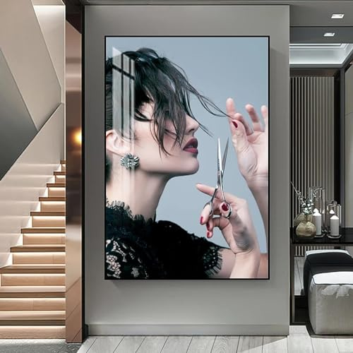 JACBON Modernes Barber Shop, dekoratives Gemälde, Friseursalon, Friseursalon, Frisur, Poster und Drucke für Veranda, Wohnzimmer, Wandkunst, 70 x 100 cm, rahmenlos