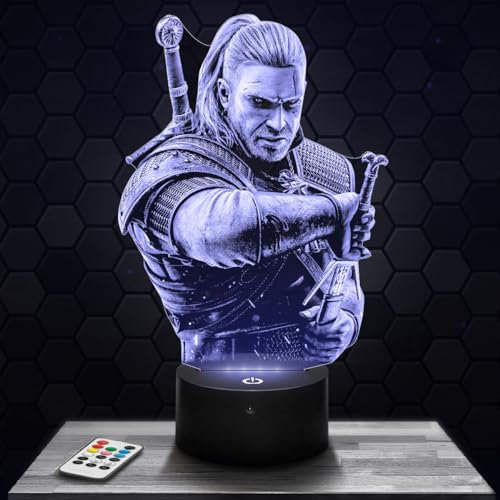 Wit cher Geralt Nachttischlampe Dekoration Schlafzimmer Jungen Gaming Gamer Videospiele GeschenkideeWitcher Geralt Geschenkidee Dekorationgedämpftes Licht Nachtlicht DekoBüro Geschenkidee TOP
