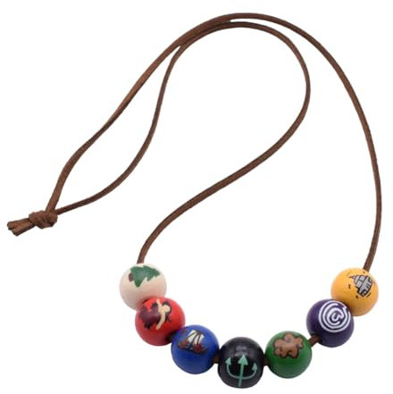 PRINCESS CUTENESS STORE Percy Jackson Annabeth Chase Halskette aus braunem Kunstleder, bunt bemalte Holzperlen, Halbgott, for Women 1, Holz, Kein Edelstein