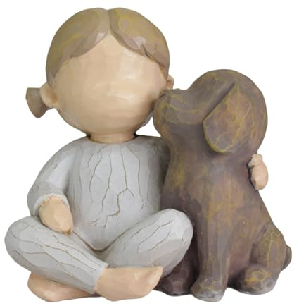awakentti Hundefiguren, Harz-Mädchen, Freundschaftsfigur, drückt Beziehung zu einem beliebten Haustierhund aus, Hundedekoration für Wohnzimmer, Schlafzimmer, lustige Innendekoration