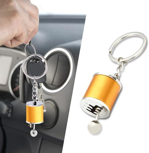 deemars Porte-clés Boîte de Vitesses Manuelle à Six Vitesses, Porte-clés Levier de Vitesse, Accessoires Voiture Porte-clés Boîte de Vitesse en Métal Universel pour la Plupart Des Voitures (Jaune)
