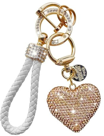 TJYAEKLTD Auto-Schlüsselanhänger Mit Glitzernden Strasssteinen, Auto Schlüsselanhänger, schlüsselanhänger glitzer auto für Geburtstag,Weihnachten,Valentinstag,Muttertag, Damen Geschenk(Champagne)