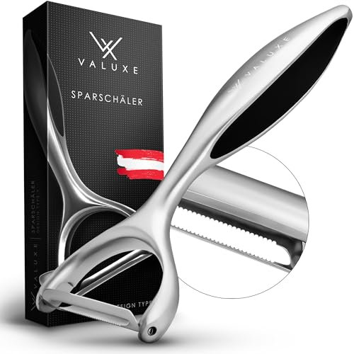 VALUXE® Sparschäler mit scharfer Edelstahl Klinge gezackt & rutschfestem Griff - Handlicher Y-Gemüseschäler zum präzisen Schälen - Innovativer Kartoffelschäler, Spargelschäler, Universalschäler