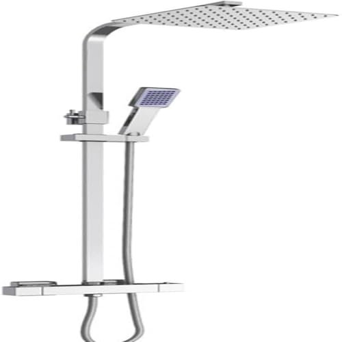 Ensemble de douche en acier inoxydable avec pommeau de douche à main et thermostat, 40 cm, argenté