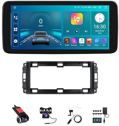 BOJONTN 10.33 Pollici 2 DIN Android 14 Auto Stereo Radio per Jeep Compass 2009-2014 con Car Play Senza Fili GPS Telecamera Posteriore Comandi al Volante Bluetooth(K-2[6+64G])