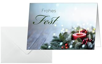 Sigel DS640 Weihnachtskarten-Set, Candelight Cheer, grün/rot, A6, 25 Karten mit Umschlägen, ideal zum Bedrucken, aus nachhaltigem Papier