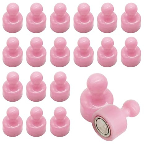 YSDINK 20 Stück Neodym Magneten, mehrfarbige magnetische Pinnadeln für Whiteboard, Kühlschrank, Magnettafel, ideal für Zuhause, Büro, Schule, Klassenzimmer, 12 x 20 mm, konische Form (Rosa)