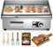 Moongiantgo Plancha Eléctrica Comercial 22, Parrilla Plana de Acero Inoxidable con Caja de Aceite Extraíble y Temp Ajustable (0-300°C), Teppanyaki Antiadherente para Restaurantes, Cocinas (22'')