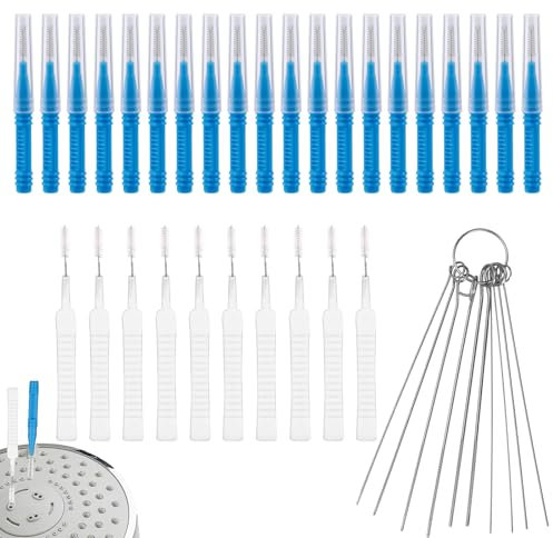 Gosknor 40pz Strumenti Pulizia Soffione Doccia, Multimisura Spazzole Pulizia Soffione Multifunzionali Scovolini Sblocca Ugelli Accessori Anti-Ostruzione per Casa Bagno Foro Piccolo Rubinetto