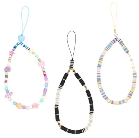 LRXIYODE 3piezas Cadena De Arcilla Polimérica Para Móviles Decorativa Accesorio y Compacto Antipérdida