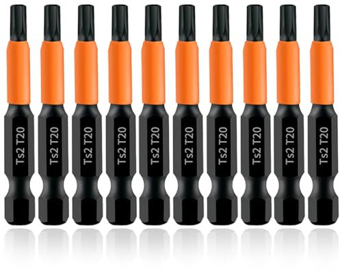 Glamifyr 10 Stück Torx Bit Schrauber Bit Set, Torx 50mm Länge 1/4 Sechskantschaft, Schraubendreher Set T20-Sortiment, mit Spender-Box
