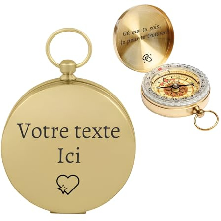 Boussole Personnalisée Porte-clés | Cadran Fluorescent Étanche | Outil de Survie pour Randonnée Camping | Cadeau Diplôme Étudiant