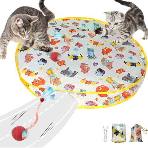ProChosen Cat Toys for Indoor Adult Cats, Interactive Cat Toys for Indoor Cats Kitten Toys, Rechargeable Irregular Moving Fast Rolling Ball, Hide and Seek Catching Game, Stimulates Hunting Instincts