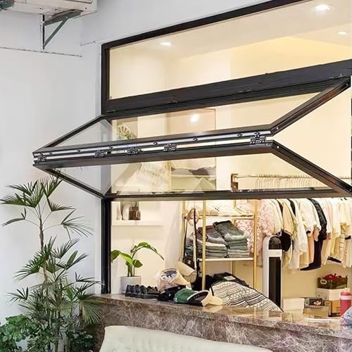 SOFACHEN Ventanas Plegables para concesiones, Ventana corrediza Comercial de Vidrio con Marco de aleación de Aluminio, para restaurantes de Comida rápida, Personalizables(WxH 47.2x39.3in/120x100cm)
