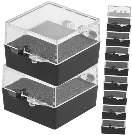 DECORNIJIA 10 Stück Teiliges Transparente Quadratische Aufbewahrungsbox mit Schwarzem Wiederverwendbare Schmuck und Abzeichenbox Kompakt Leicht Kratzfest für Broschen Ringe Pins Schutz und